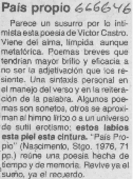 País propio.  [artículo]