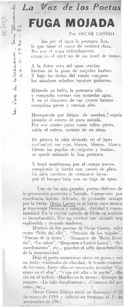 Fuga mojada  [artículo] Oscar Castro Zúñiga.