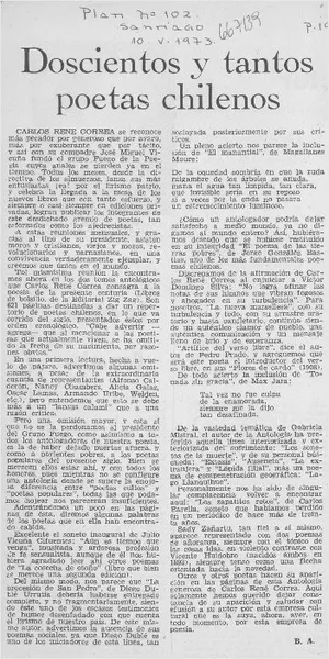 Doscientos y tantos poetas chilenos  [artículo] B. A.