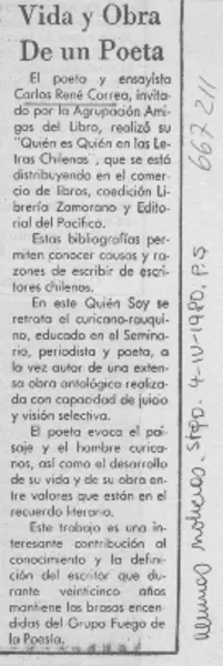 Vida y obra de un poeta.  [artículo]