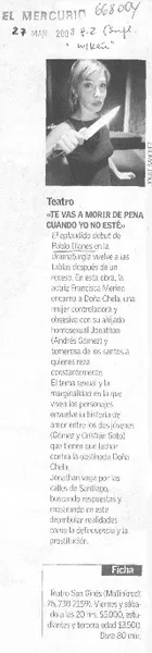 Te vas a morir de pena cuando yo no esté.  [artículo]