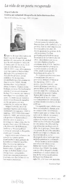 La Vida de un poeta recuperado  [artículo] Francisco Véjar.