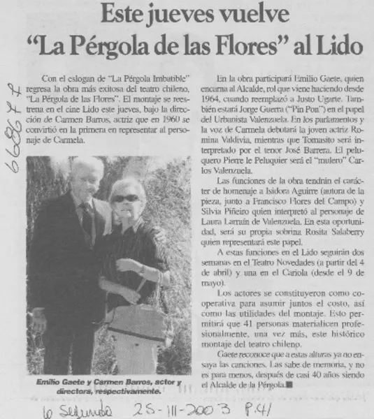 Este jueves vuelve "La pérgola de las flores" al Lido.  [artículo]