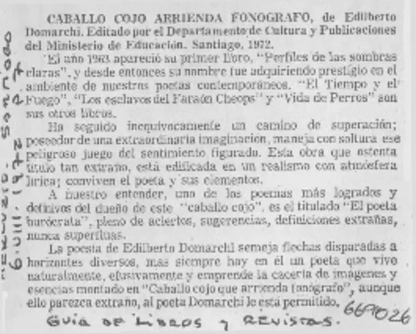 "Caballo cojo arrienda fonógrafo".  [artículo]