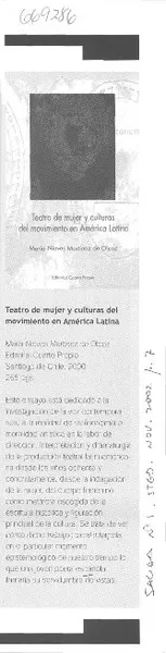 Teatro de mujer y culturas del movimiento en América Latina.  [artículo]