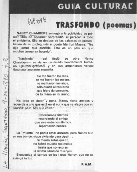 Trasfondo (poemas)  [artículo] R. A. M.