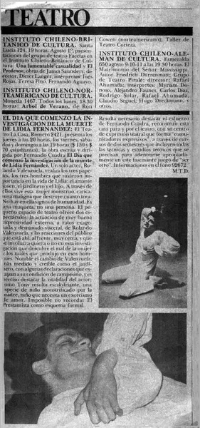 Teatro  [artículo] M. T. D.