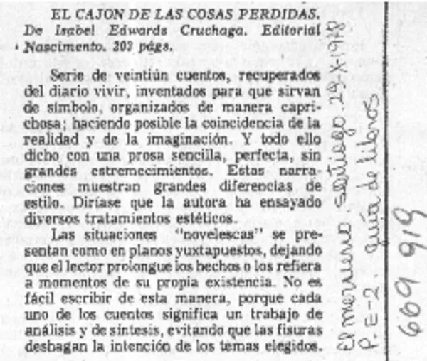 El Cajón de las cosas perdidas.  [artículo]