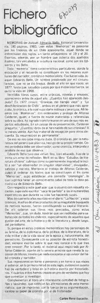 Fichero bibliográfico  [artículo] Carlos René Ibacache.