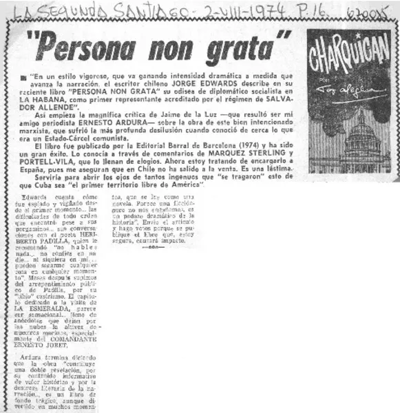 "Persona non grata"  [artículo] Paz Alegría.
