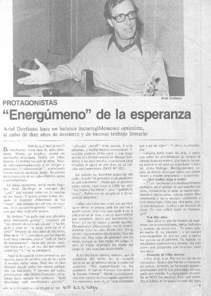 "Energúmeno" de la esperanza  [artículo] Guillermo Blanco