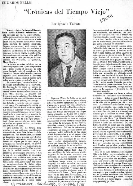 Crónicas del tiempo viejo  [artículo] Ignacio Valente.