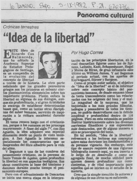Idea de la libertad  [artículo] Hogo Correa