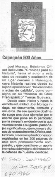 Copequén 500 años.  [artículo]