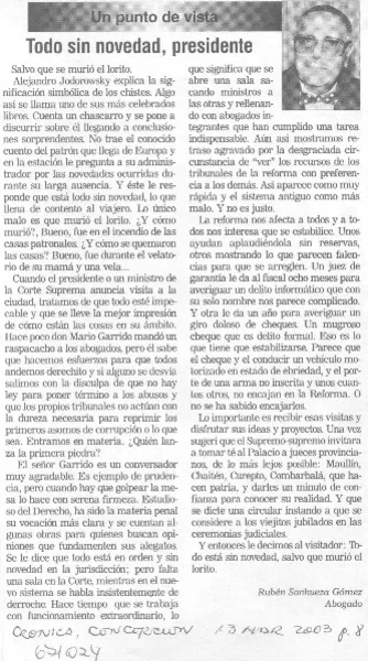 Todo sin novedad, presidente  [artículo] Rubén Sanhueza Gómez.
