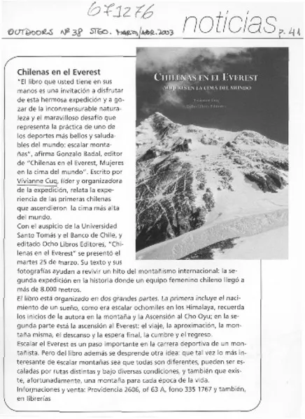 Chilenas en el Everest.  [artículo]