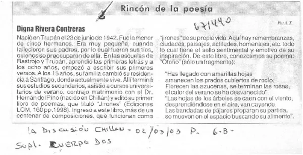 Digna Rivera Contreras  [artículo] A. T.