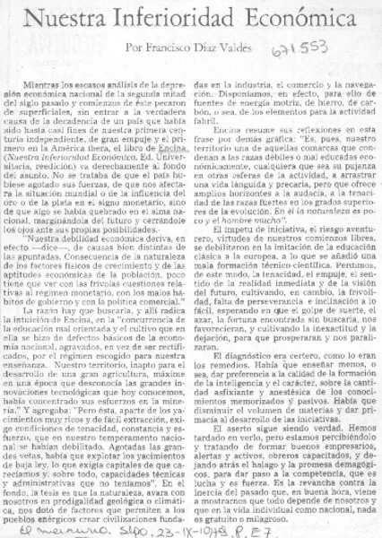 Nuestra inferioridad económica  [artículo] Francisco Díaz Valdés.