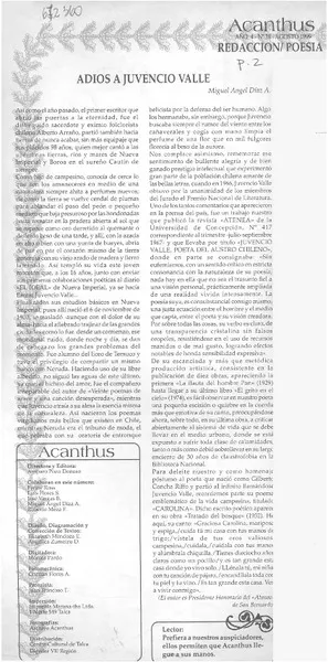 Adiós a Juvencio Valle  [artículo] Miguel Angel Díaz A.