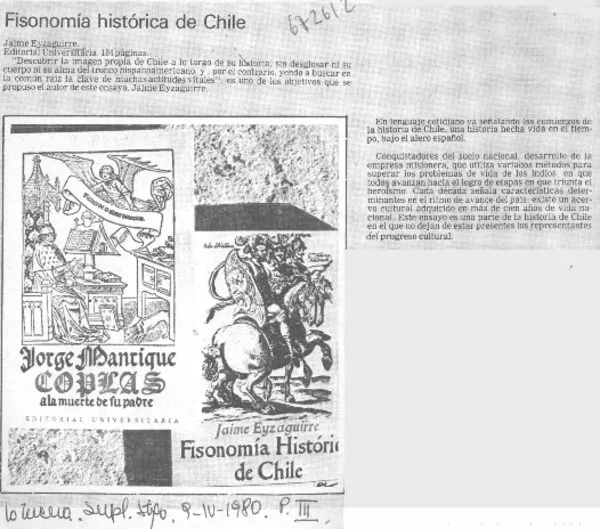Fisonomía histórica de Chile.  [artículo]