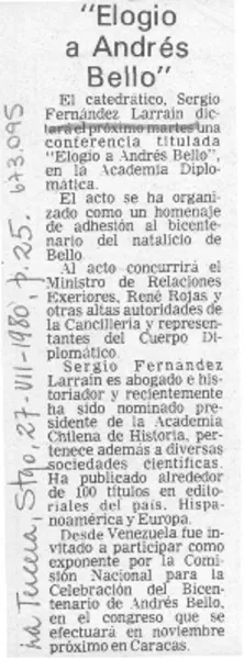 Elogio a Andrés Bello  [artículo]