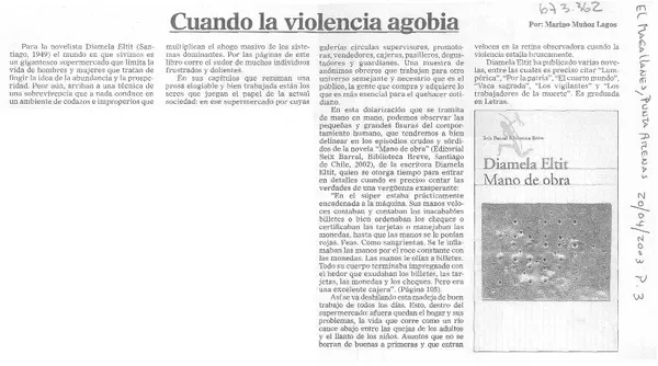 Cuando la violencia agobia  [artículo] Marino Muñoz Lagos.