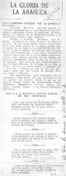 La gloria de la añañuca  [artículo] S. C.