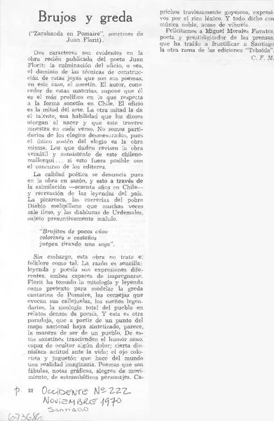 Brujos y greda  [artículo] C.F.M.