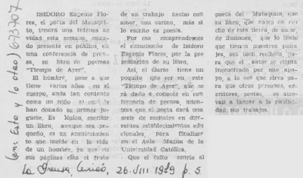 Isidoro Eugenio Flores.  [artículo]