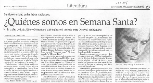 ¿Quiénes somos en Semana Santa?  [artículo] Gabriel Castro Rodríguez.