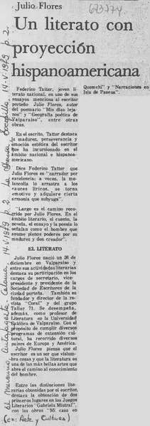 Un Literato con proyección hispanoamericana.  [artículo]