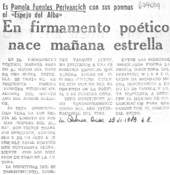 En firmamento poético nace mañana estrella.  [artículo]