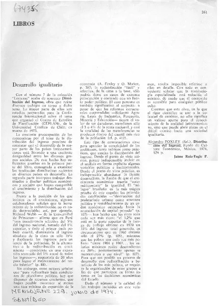 Desarrollo igualitario  [artículo] Jaime Ruiz-Tagle P.