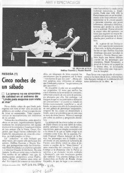 Cinco noches de un sábado.  [artículo]