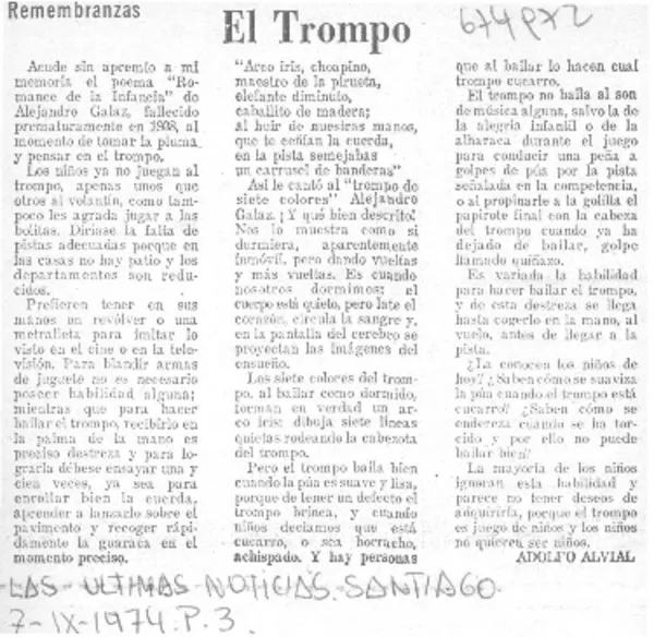 El trompo  [artículo] Adolfo Alvial M.