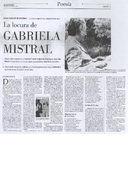 La locura de Gabriela Mistral  [artículo] Luis Vargas Saavedra.