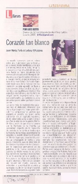 Corazón tan blanco  [artículo]Lluis Riffo.