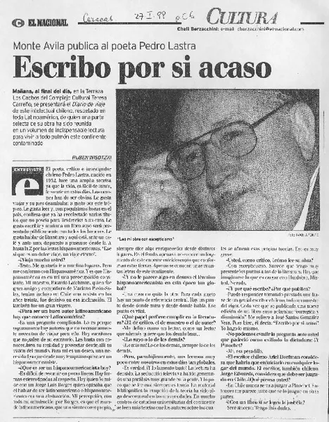 Escribo por si acaso (entrevista)  [artículo] Rubén Wisotzki.