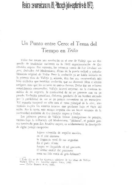 Un punto entre cero: el tema del tiempo en Trilce  [artículo] John Caviglia.