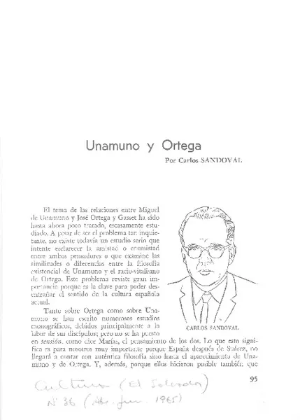 Unamuno y Otega  [artículo] Carlos Sandoval.