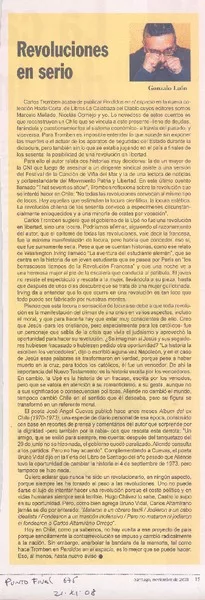 Revoluciones en serio  [artículo] Gonzalo León.