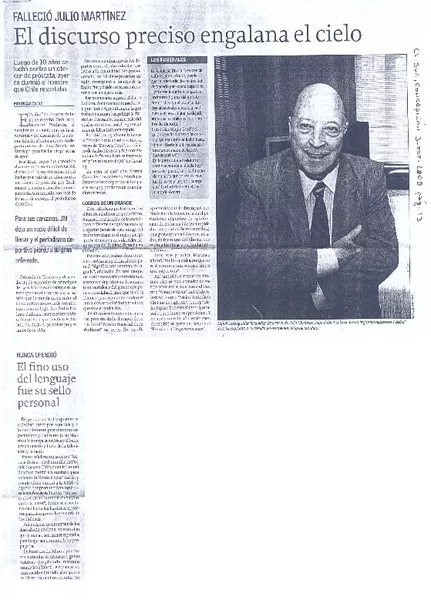 El discurso preciso engalana el cielo  [artículo] Oscar Galaz.