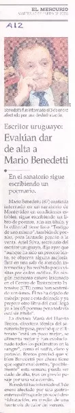 Evalúan dar de alta a Mario Benedetti  [artículo]