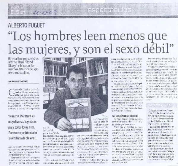 "Los hombres leen menos que las mujeres, y son el sexo débil"  [artículo] Ricardo Cárcamo.