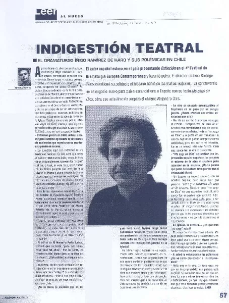 Indigestión teatral  [artículo] Francisco Ramírez.