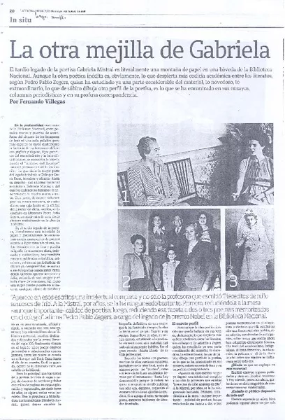 La otra mejilla de Gabriela  [artículo] Fernando Villegas.
