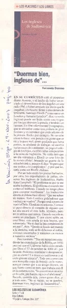 "Duerman bien, ingleses de"  [artículo] Fernanda Donoso.