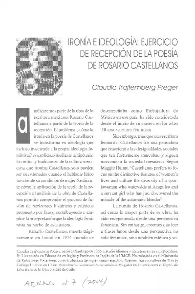 Ironía e idiología  [artículo] Claudia Trajtemberg.