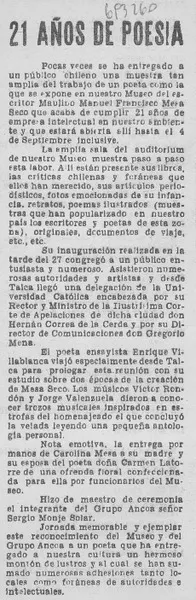 21 años de poesía.  [artículo]