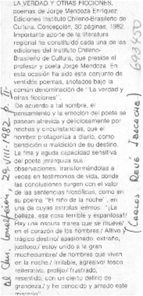 La verdad y otras ficciones  [artículo] Carlos René Ibacache.